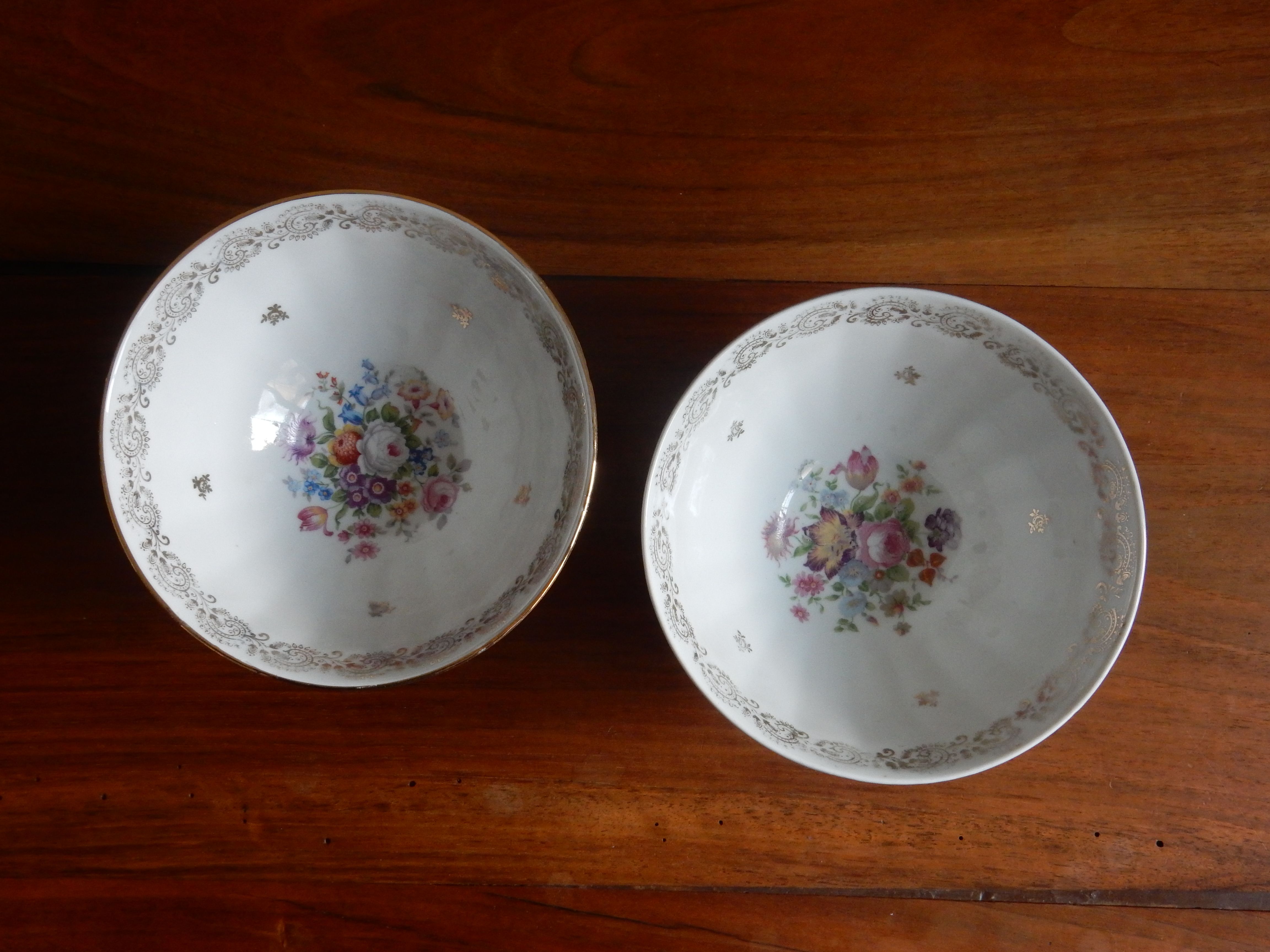 2 French JW porcelain milk coffee bowls