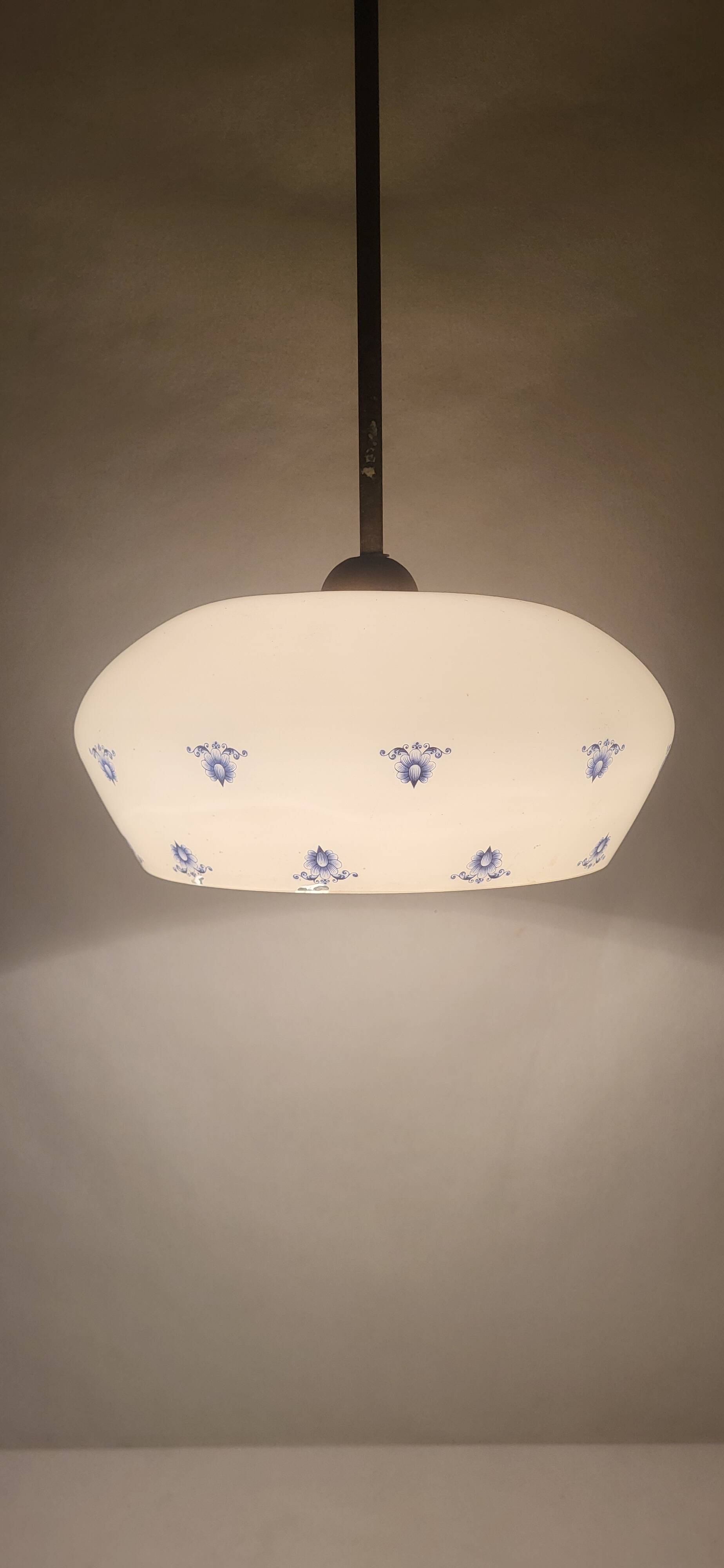 Opaline glass pendant light