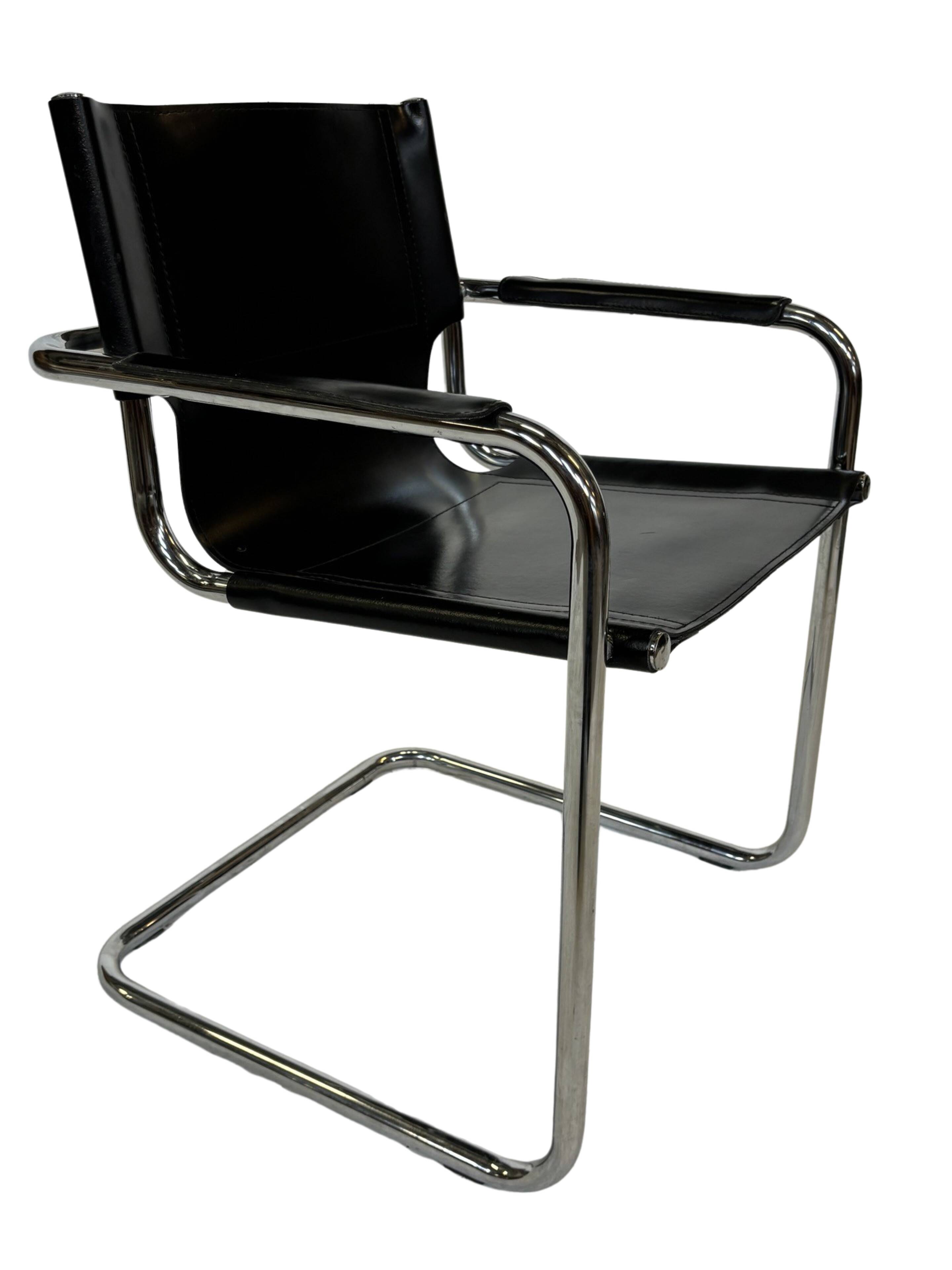 Set of 4 design cantilever chairs black and chrome design made in Italy