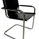 Set of 4 design cantilever chairs black and chrome design made in Italy