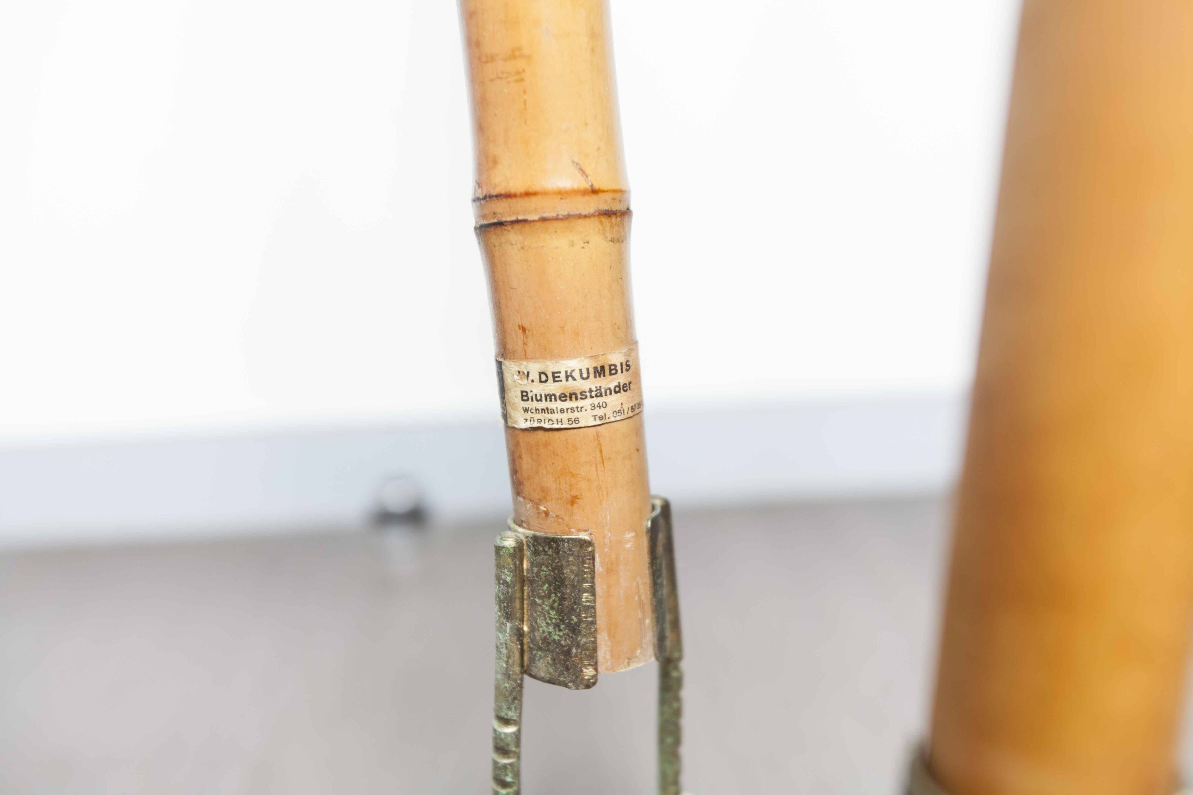 Indoor rotating plant holder 1960 bamboo and brass