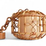 1960s Hand-Crafted Mid-Century Bamboo and Rattan Pendant Lamp, France