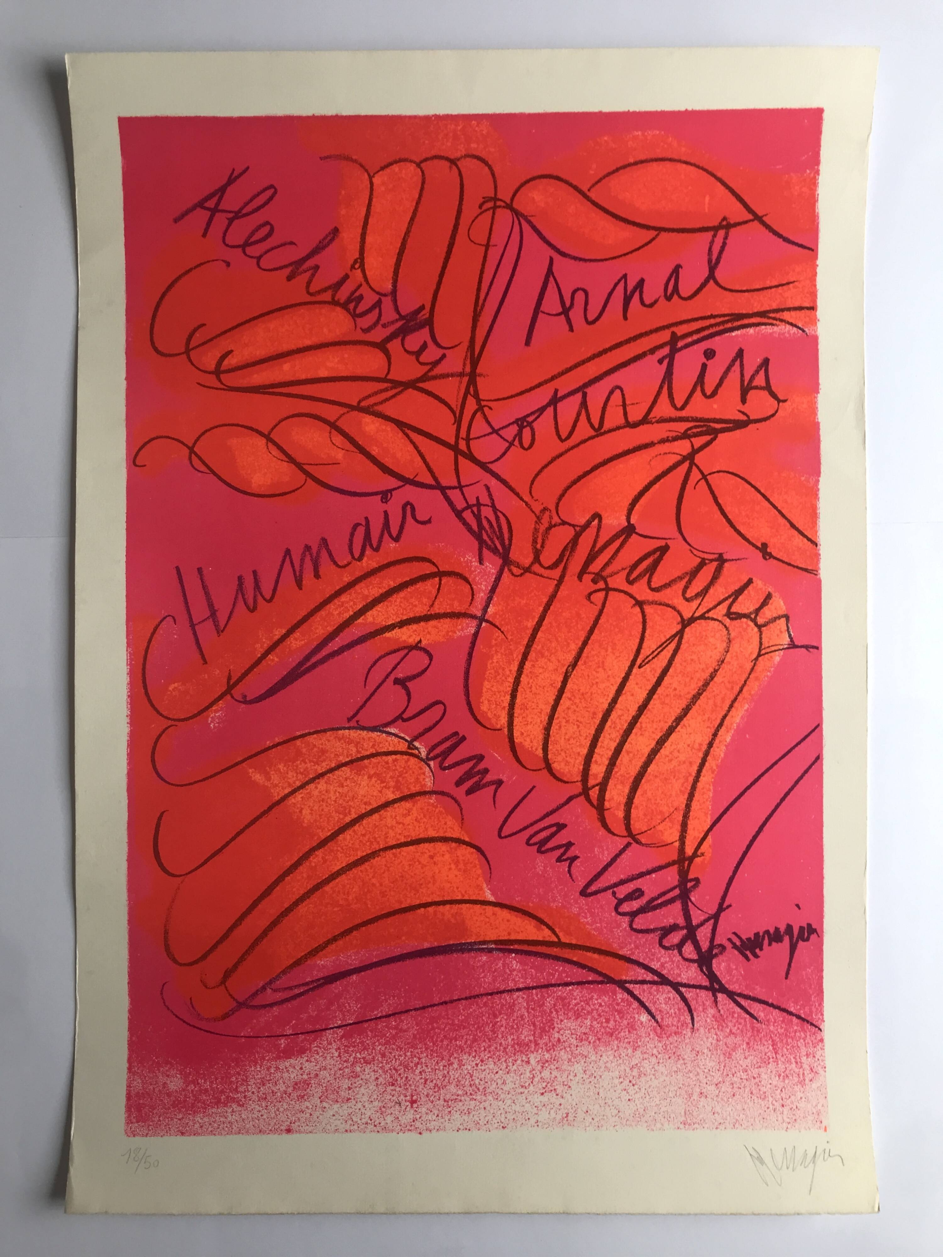 Messenger alechinsky arnal van velde, c 1980. lithograph signed in pencil