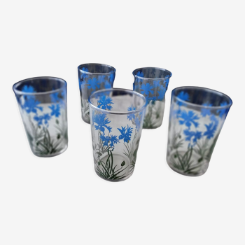 Set de 5 verres à eau en verre décor floral sérigraphié