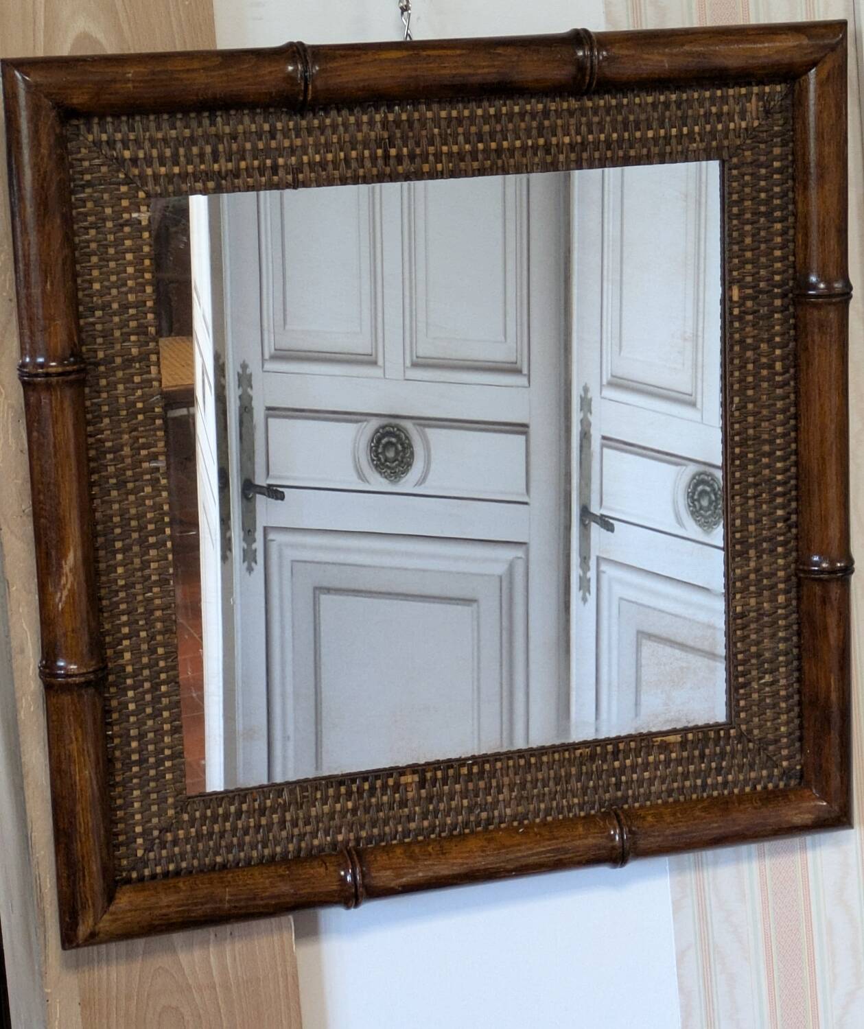 Bamboo rattan mirror
