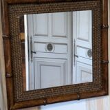 Bamboo rattan mirror
