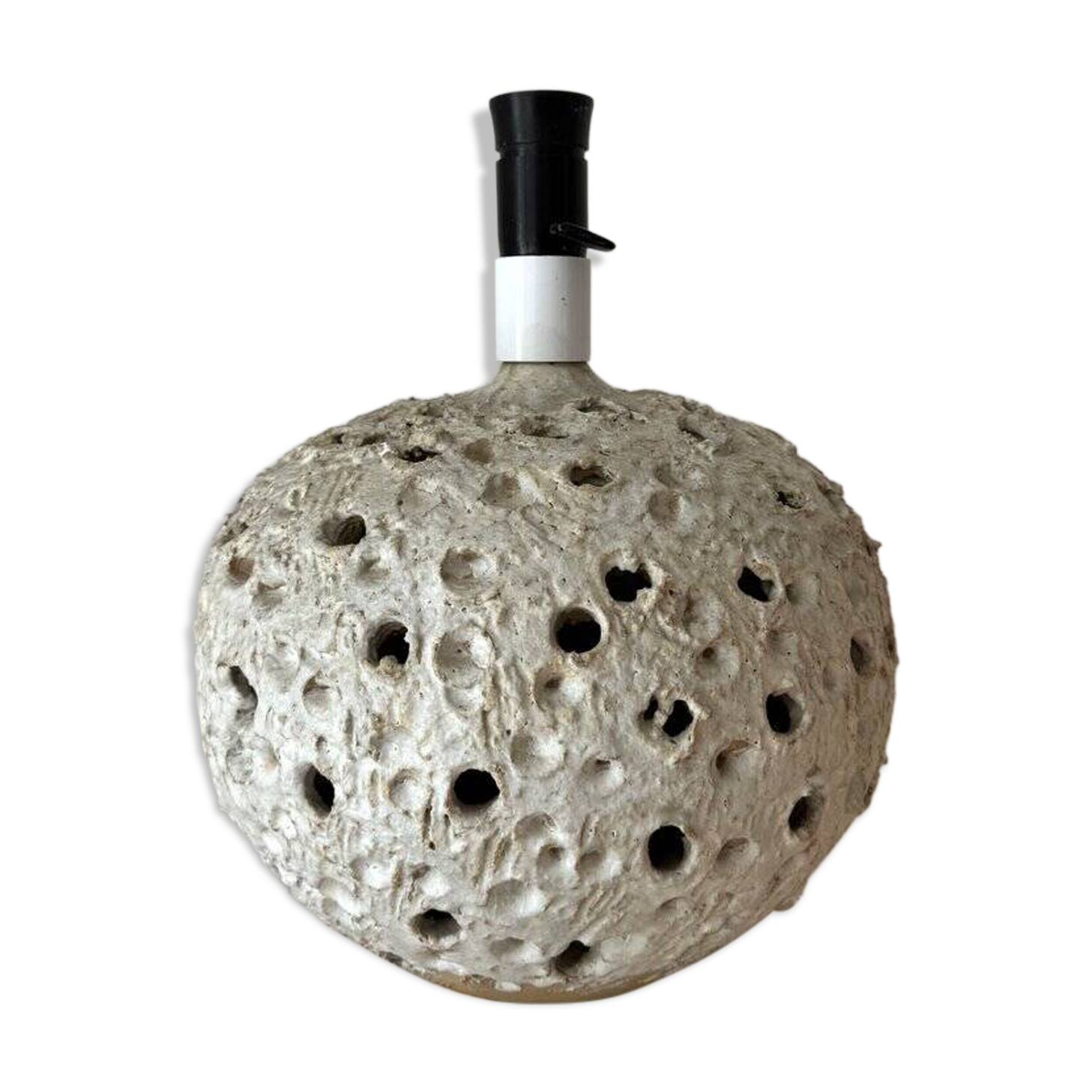 Large mid-century Danish brutalist ceramic table lamp in the style of Sejer, 1960s
