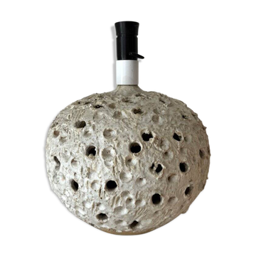 Large mid-century Danish brutalist ceramic table lamp in the style of Sejer, 1960s