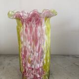 Old Clichy vase blown pink and yellow