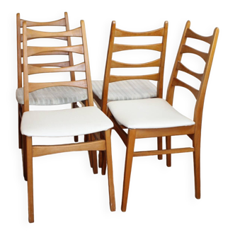 4 chaises en teck scandinave 1960 Danemark