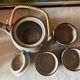 Service à thé en grès, 3 tasses