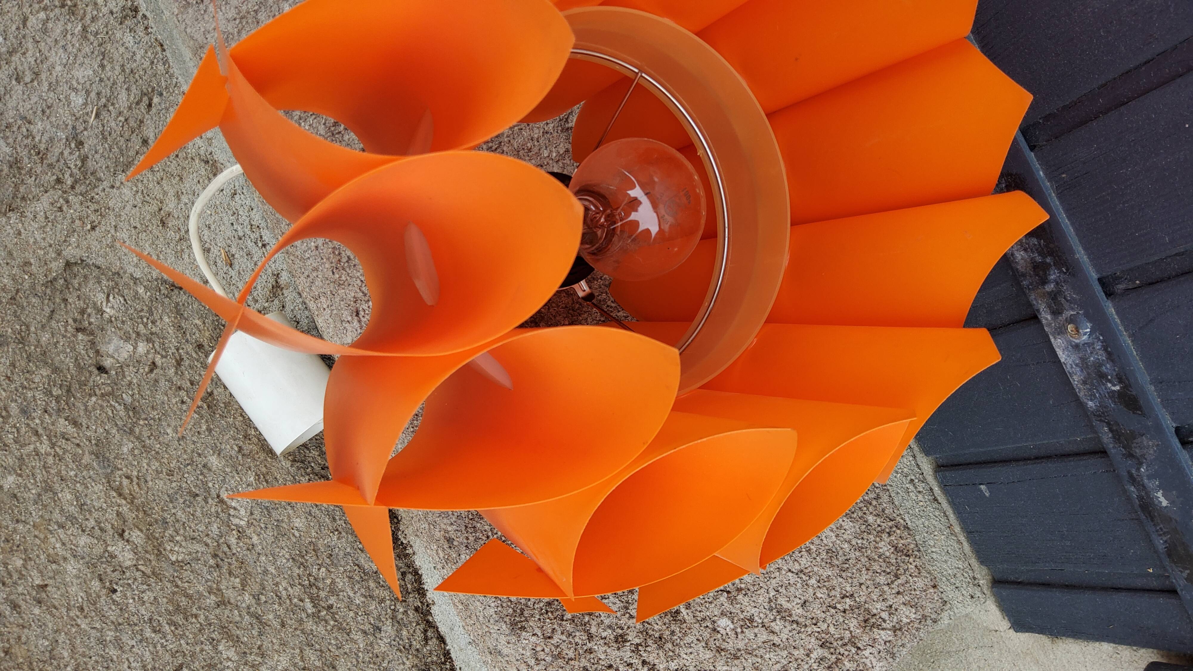 Suspension lamp by Lars Schioler butterfly model Hoyrup Light plastic editor orange 1968