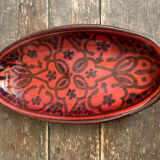 Set of 3 Vintage Red Oriental Ceramic Pocket Vases with Black Decor