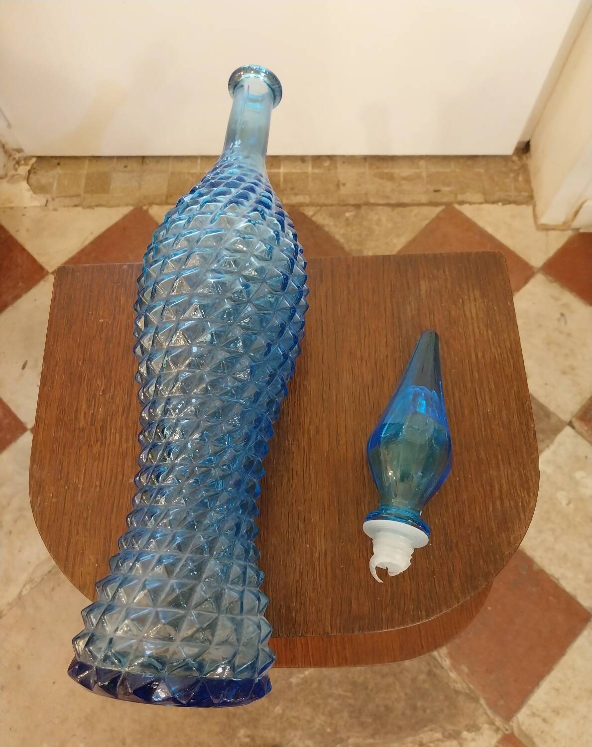Blue glass carafe