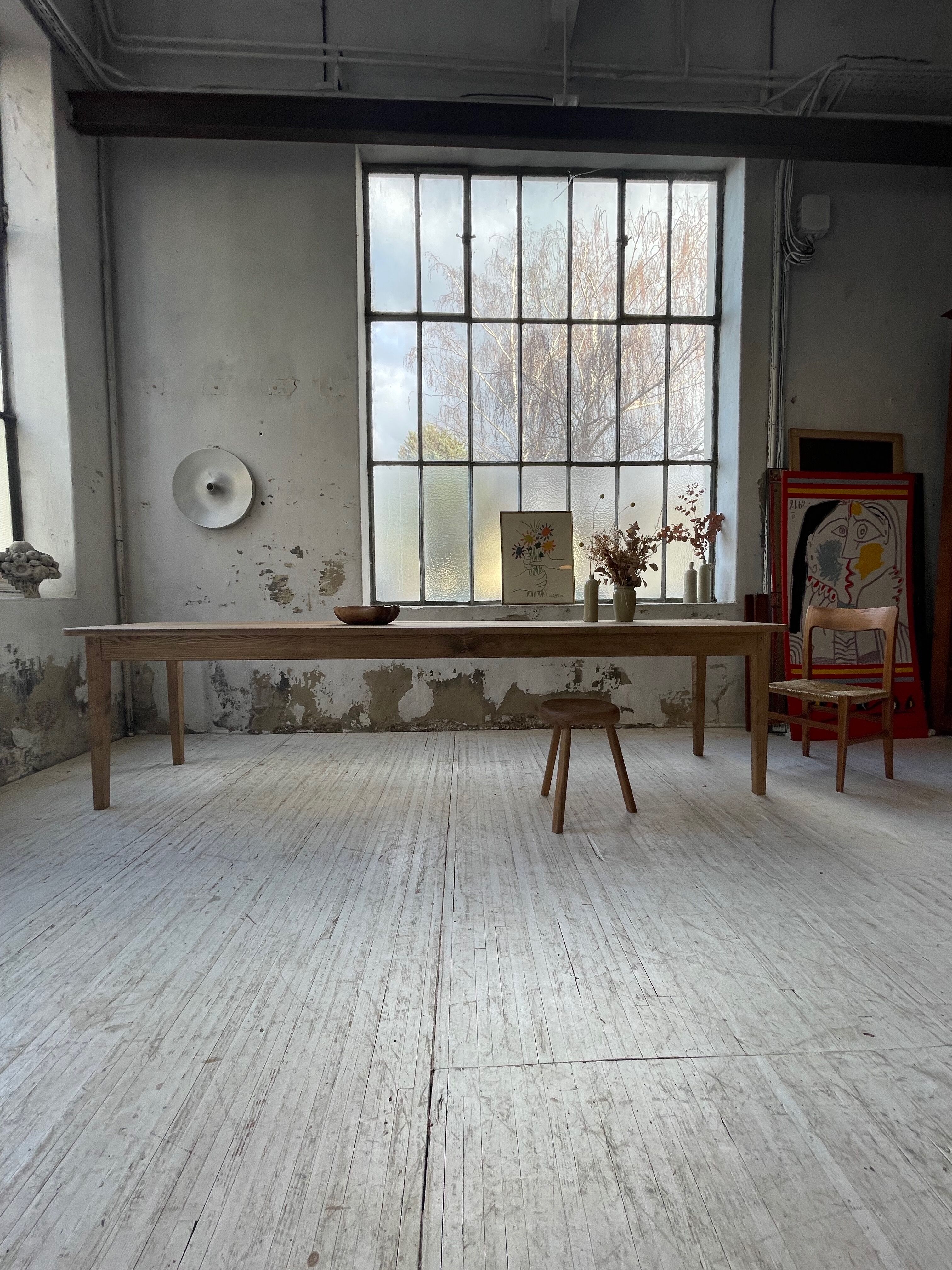 XL farmhouse table in beech and pine 3m