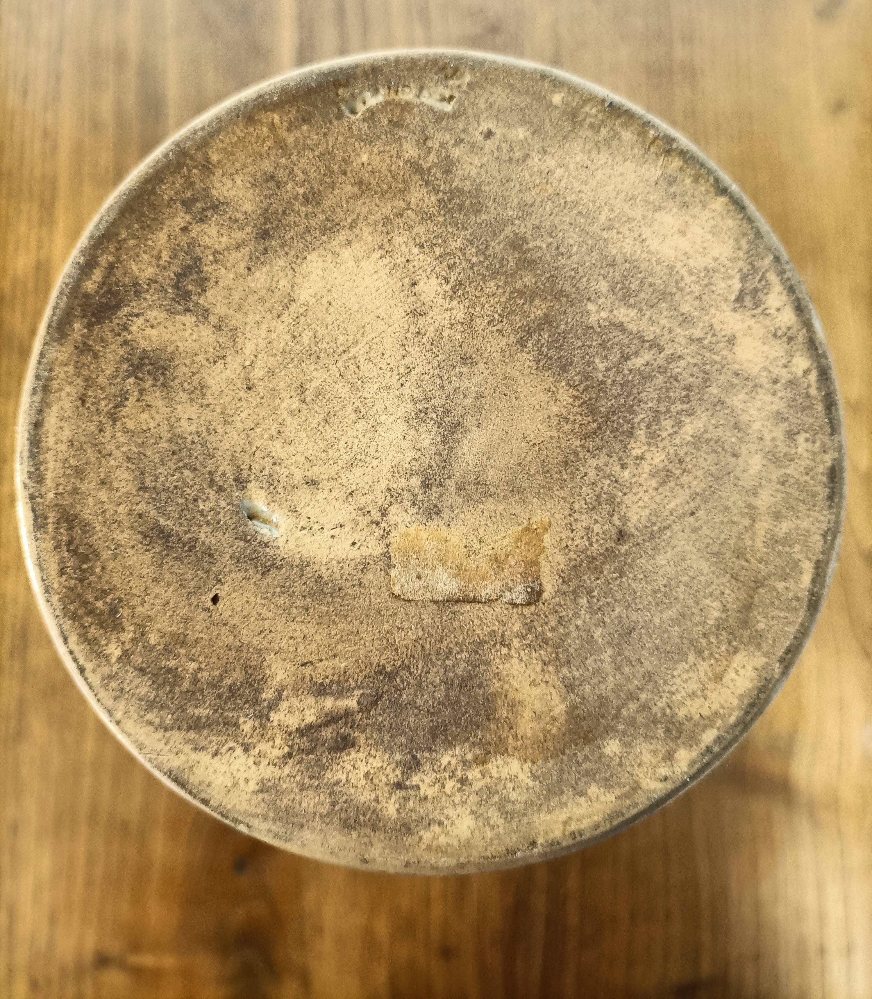 Large stoneware wine carafe with cork stopper