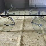 Table basse en verre & roues
