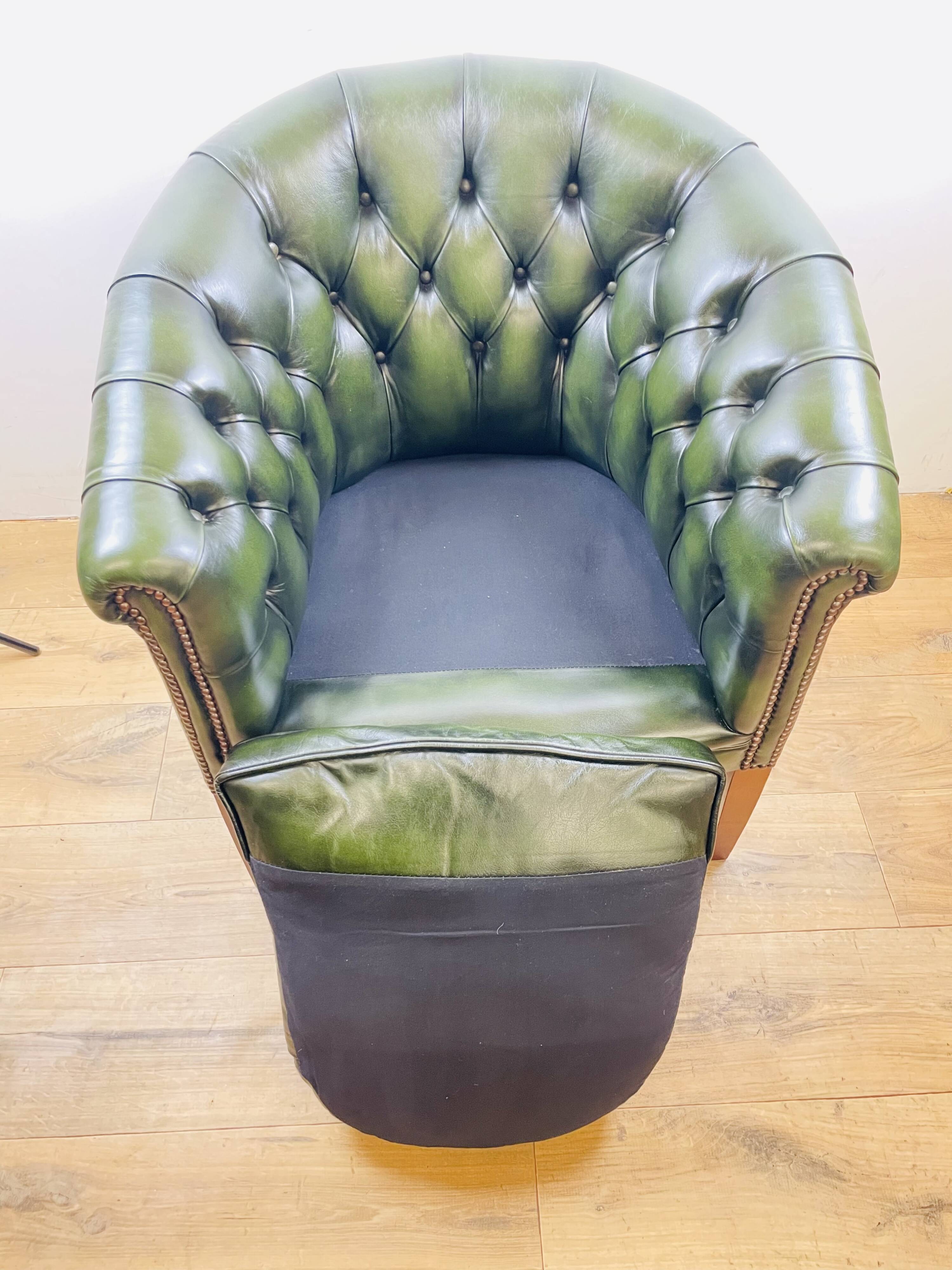 Chesterfield Armchair in English Green Leather