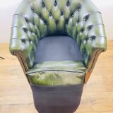 Chesterfield Armchair in English Green Leather