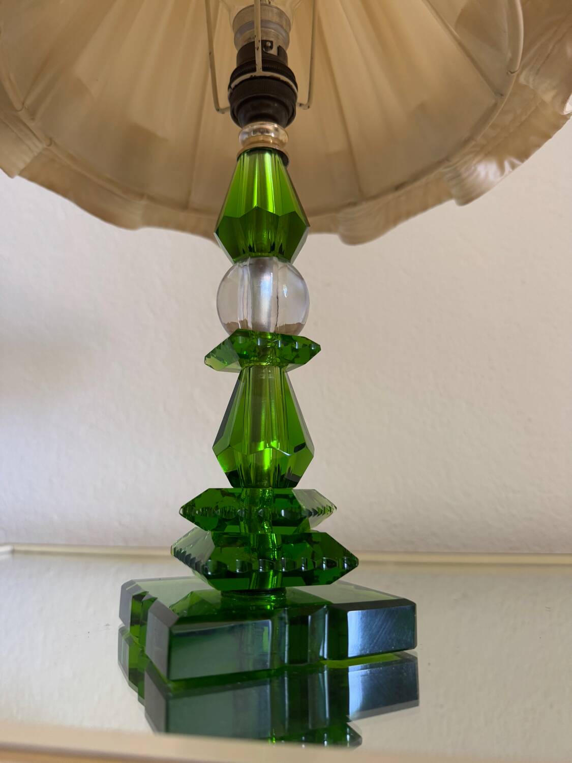 Lampe cristal émeraude Art Déco