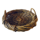 Large round wicker tray