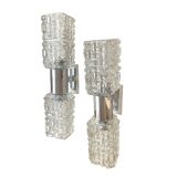 70s Faceted Crystal Pair of Sconces by Targetti Sankey
