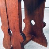 Amsterdam School Design Oak Handle Stool, Netherlands, 1920s