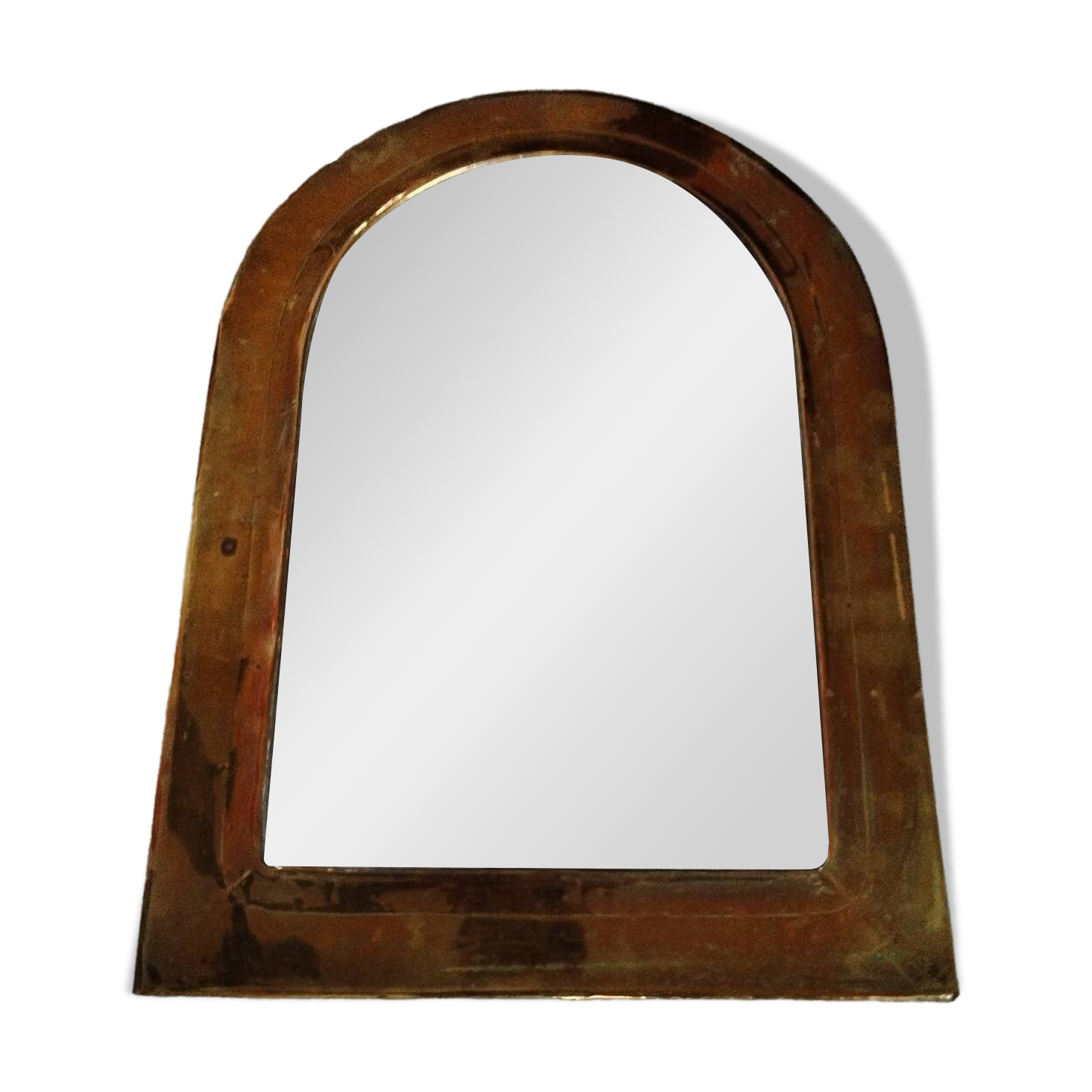 Old brass half moon mirror