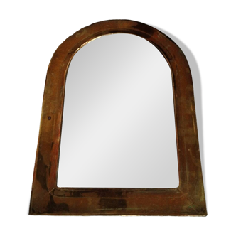 Ancien miroir demi lune en laiton