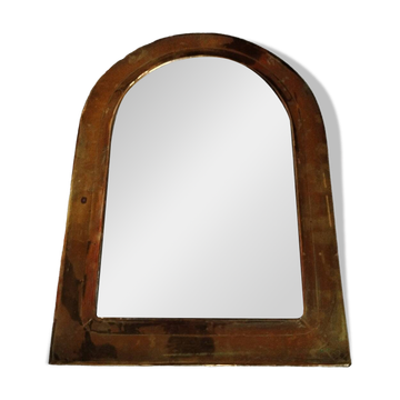 Ancien miroir demi lune en laiton