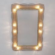 Mid-century Modern Italian Sculptural Backlit Mirror in Murano Glass Brass