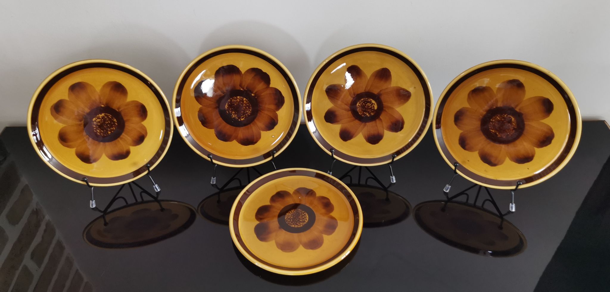 5 dessert plates in vintage ceramic Sarreguemines "Rimini"