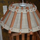 Scandinavian wooden and linen suspension from the GDR, 1970.