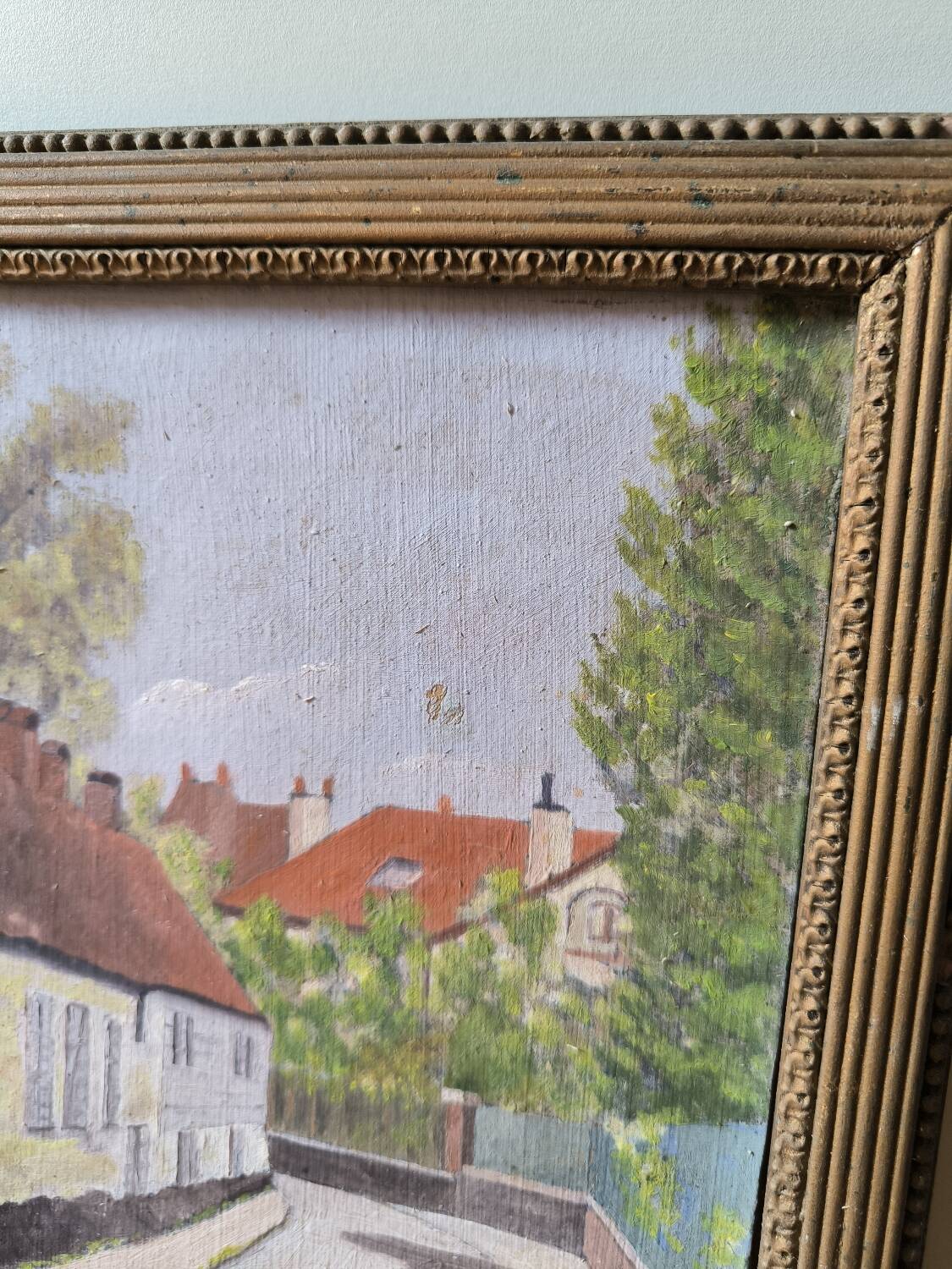 Vintage oil painting table signed M.Painta 1934 ruell.