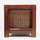 Pair of vintage wooden planters with woven rattan panels - 1970s