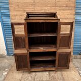Art Deco glass-fronted cabinet in Burmese teak with original patina.