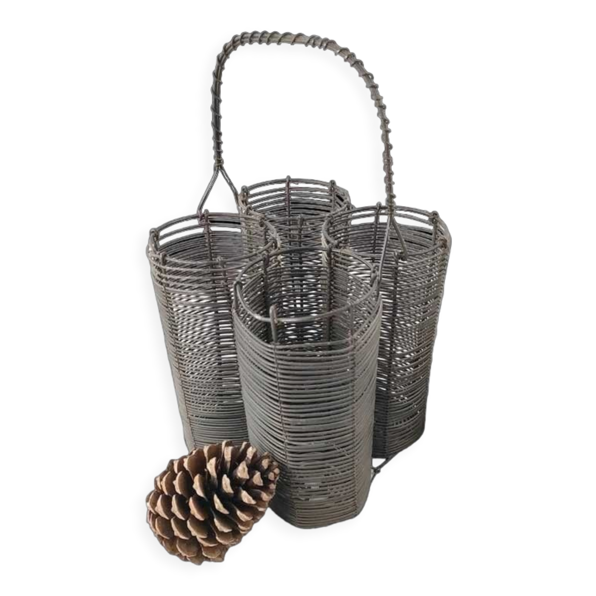 Basket holder 4 bottles in metal wire