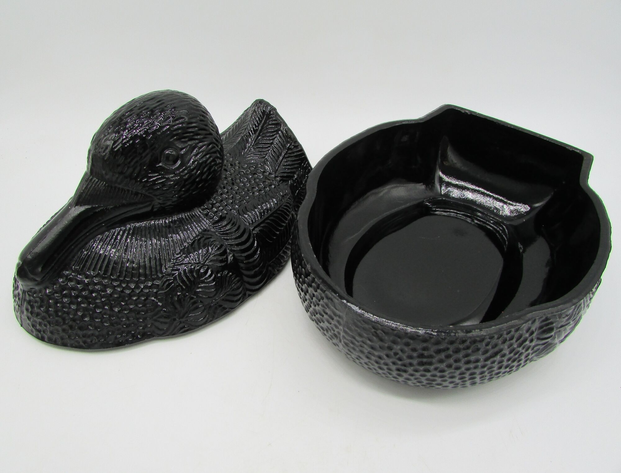 Duck candy box vintage molded glass