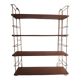 Etagere metal doré et tablettes en bois