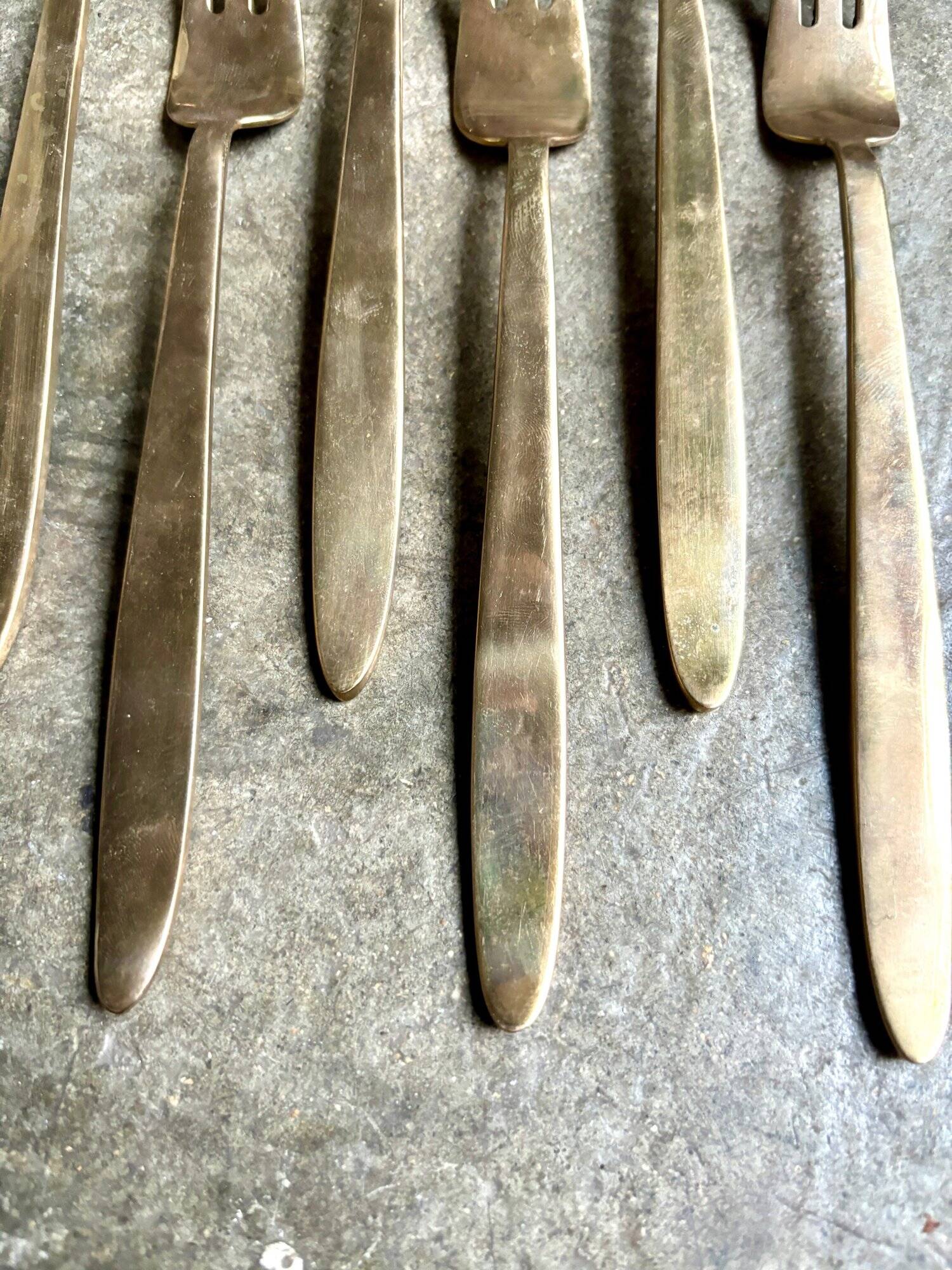 6 gilded bronze starter forks