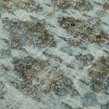 Tapis bleu anatolien antique noué à la main des années 1970 198 cm x 292 cm