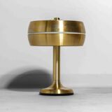 Italian brass table desk lamp with sculptural base and glowing band, 1960s