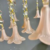 Vintage Italian Pink Opaline Murano Glass Chandelier