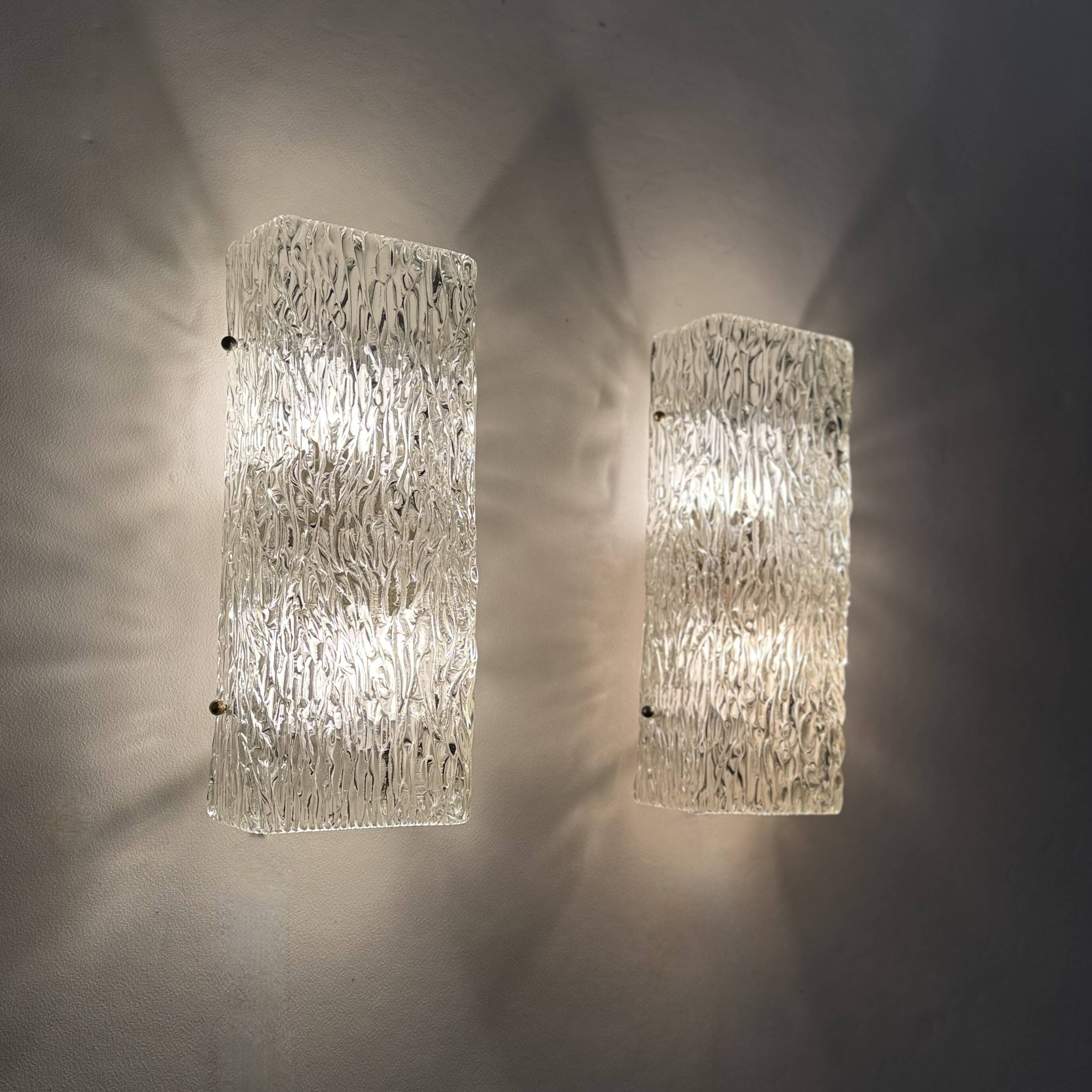 Pair of Austrian Large Midcentury Murano “Florian” Wall Sconce by Kalmar Fr