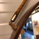 Miroir en cuir cognac Pizzetti, Italie années 1950