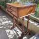 Console, side desk or dressing table in wood with marquetry top and 2 drawers