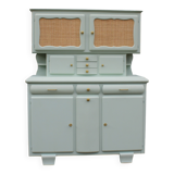 Renovated vintage Mado sideboard – Celadon green & natural cane