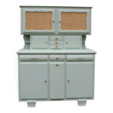 Renovated vintage Mado sideboard – Celadon green & natural cane