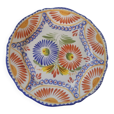 Henriot quimper france - assiette murale aux fleurs - faïence décor main