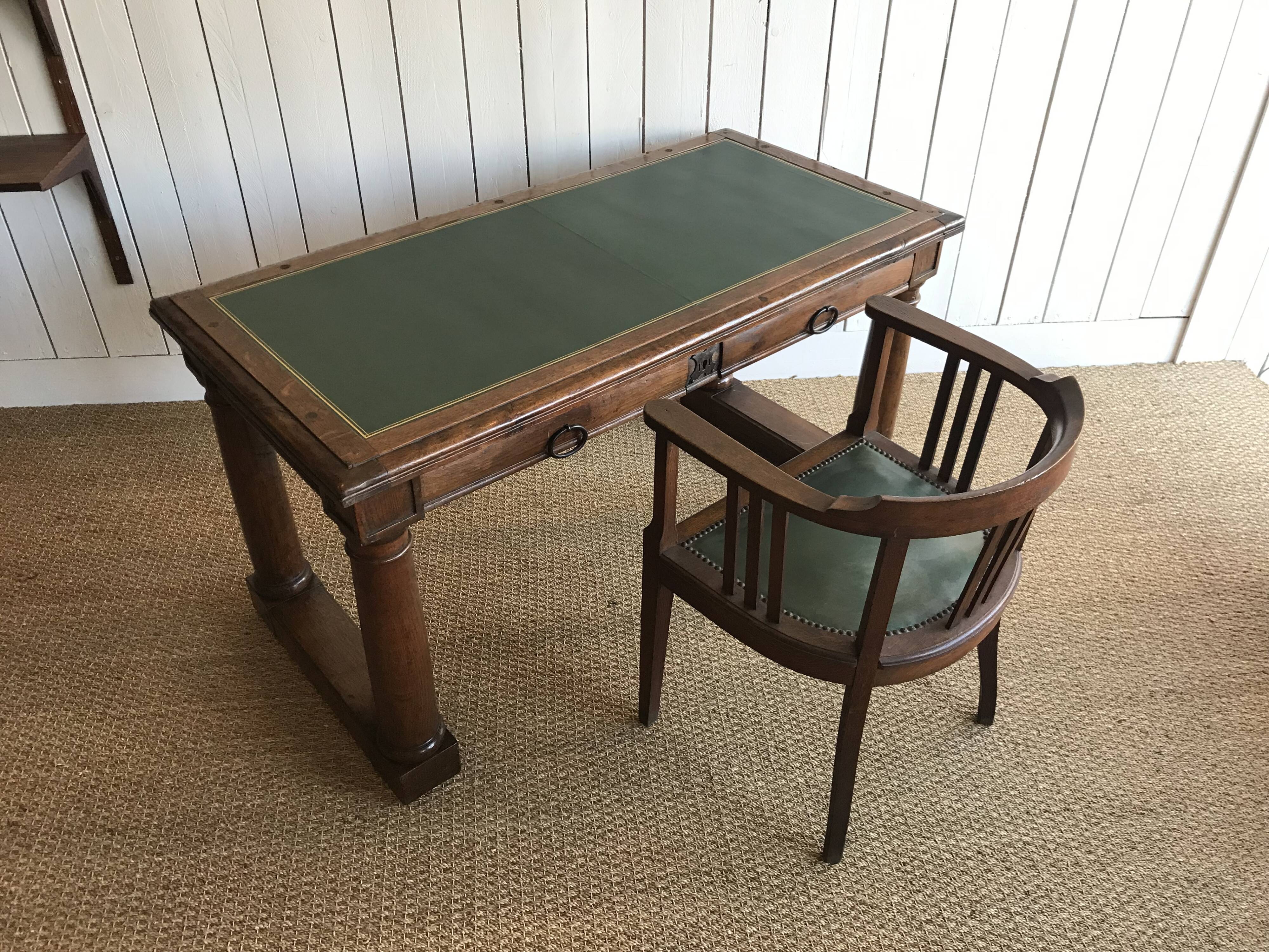 Oak and leather desk. Restored.